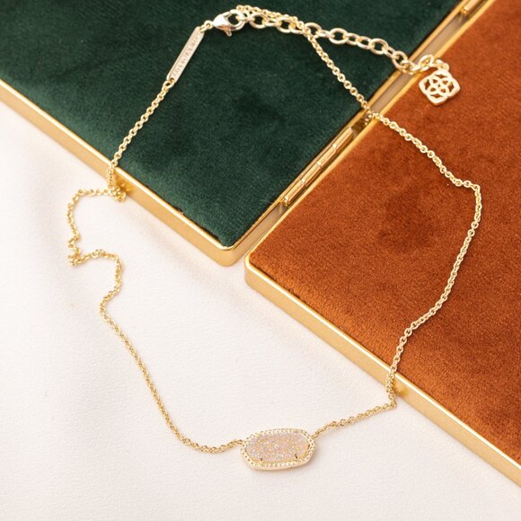 Kendra Scott Gold Elisa Iridescent Drusy Necklace - Picture 2 of 3